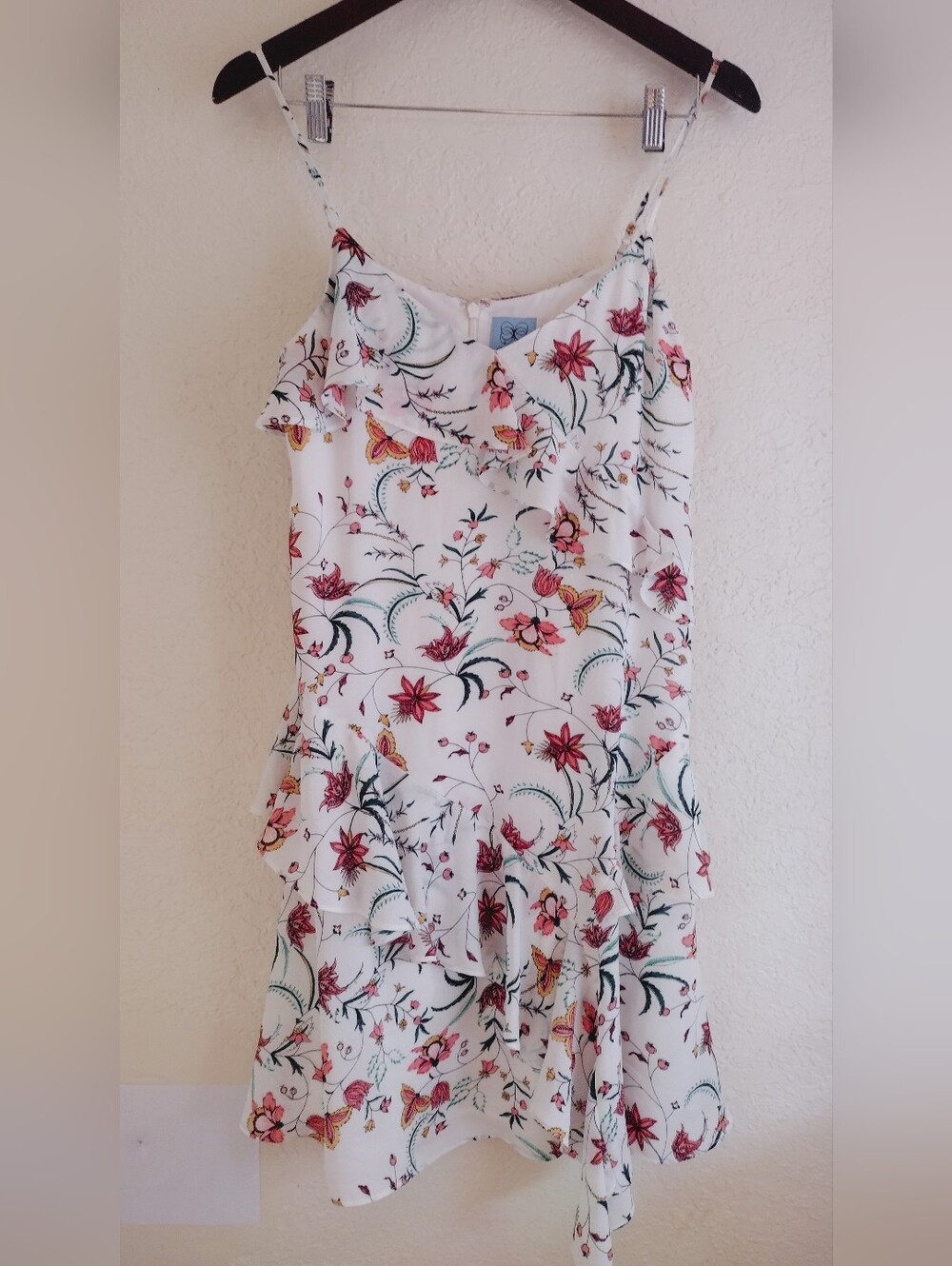 CeCe White Floral Ruffle Slip Dress